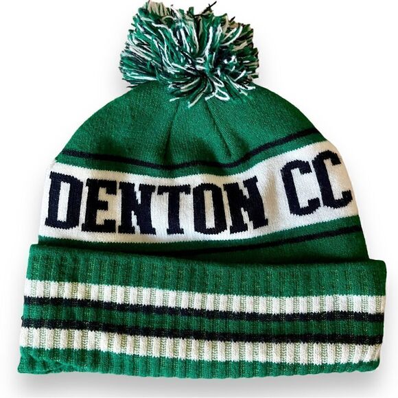Denton Country Club Texas Stripe Cuffed Rugby Pom Pom Knit Beanie - Picture 5 of 16